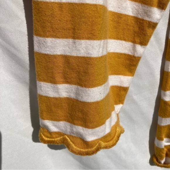 Talbots gold and white striped shirt with scalloped hemlines, size small - Picture 4 of 7